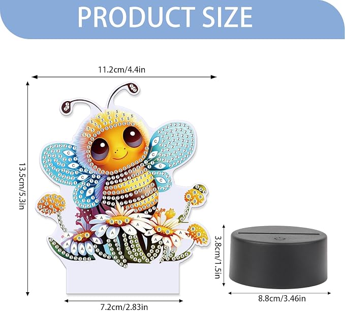 JISHSHAY Diamond Painting Night Light Diamond Art Table Lamps Gem Art LED Lights Gem Painting Desk Lamp Mosaic Kits for Adults DIY Kits for Adults with Special Shaped Crystal Bee