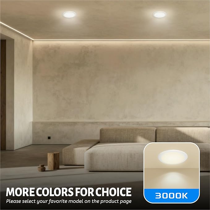 ECOELER 6in Dimmable LED Disk Light, Flush Mount Recessed Retrofit Ceiling Lights, 16.5W, 1000lm, 3000K Warm White, Installs into JBox or Recessed Can, ETL Listed