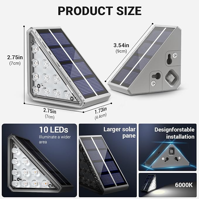 Outdoor Step Lights, 24 Pack Solar Stair Lights Outdoor Waterproof IP67 Auto On Off, Solar Lights for Steps,Stair,Patio,Yard,Porch,Front Door,Sidewalk,Deck Decor,Cool White