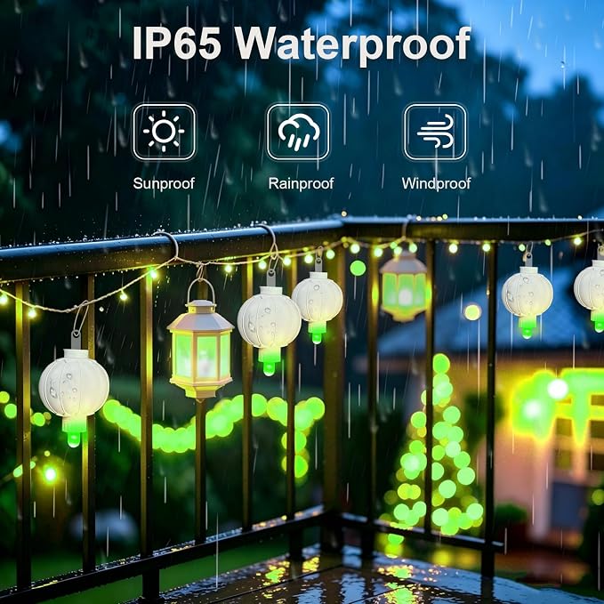 ZGWJ 10pcs Paper Lantern Lights Battery Operated, Hanging Lights for Lantern, Balloon,Wedding,Party, Decorative Lighting for Outdoor Indoor Halloween Christmas Decorations Green
