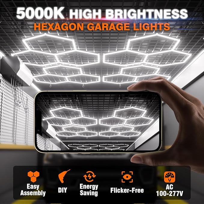 Hexagon Garage Lights, 3-HEX