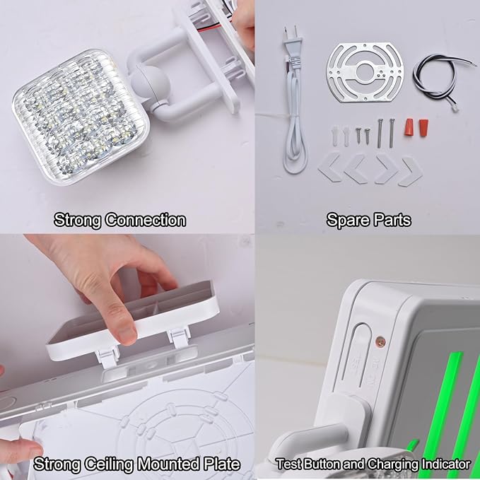 Green Exit Sign,Emergency Lights for Business with Plug,200lm 3Hours Battery Operated Corded Fire Emergency Exit Lighting Combo UL 924 AC85-277V