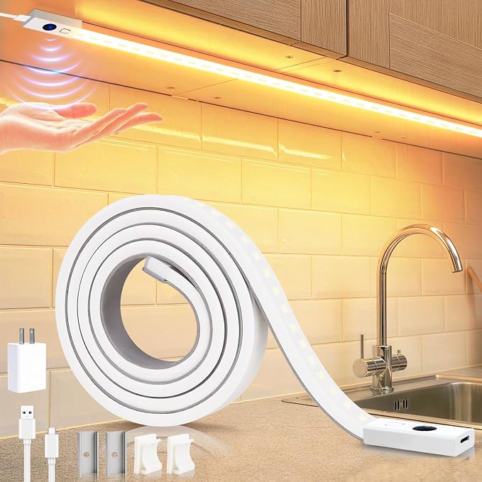 StarryEver 16 inch LED Under Cabinet Lighting with Memory Function, Color Tunable 2700K to 6500K, USB Powered Under Desk Light, Touchless Dimmable LED Light Bar for Home Kitchen,Cabinet,Pantry