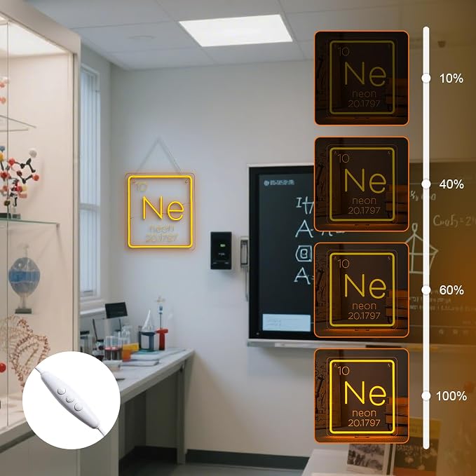 Ne Neon Sign Science Classroom Decor Chemistry class Periodic Table Signs Adjustable Brightness Student LED Neon Lights Light Up Colorful Neon Signs Suitable for Classroom Science Labs
