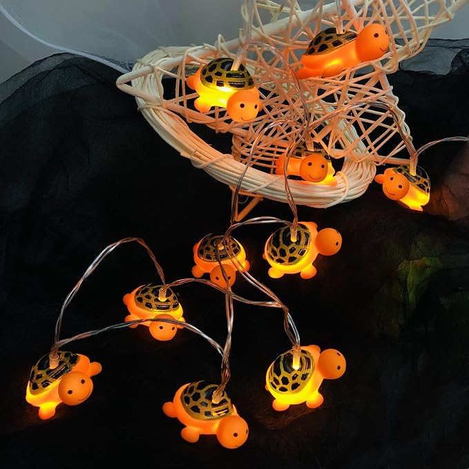 Cute Turtle Night Lights Turtle String Lights Battery Operated Bedroom Fairy Lights for Children Bedroom Home Holiday Decortion (Turtle, 1.65m/10LED)