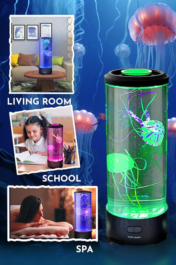 Jellyfish Lamp with 20W Bluetooth Speaker, 16 Color Changing Mood Lamp, 4 Modes Aquarium Night Light for Kids, Gift for Adults, Kids, Sensory Lights for Autistic Children
