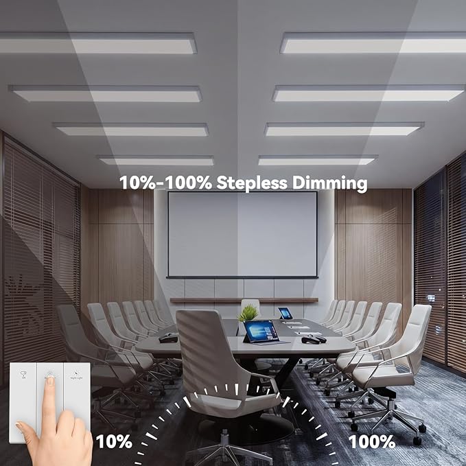AIKVSXER 4PCS 1x4 LED Flat Panel Light Surface Mount with Wireless Switch | App Control, Night Mode,50W 5500LM,3000K/4000K/6500K,Ultra‑Thin for Office Home,120‑277V White