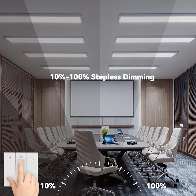 AIKVSXER12PCS 1x4 LED Flat Panel Light Surface Mount with Wireless Switch | App Control, Night Mode, 50W 5500LM, 3000K/4000K/6500K, Ultra-Thin LED Light for Office Home,120-277V - White