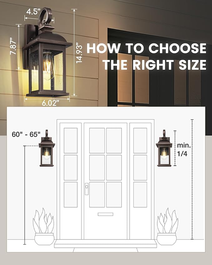 FEMILA Outdoor Wall Lantern Oil Rubbed Bronze, Exterior Wall Light Sconce with Seeded Glass, Front Porch Light Fixture for Outdoor Garage, Patio House, 4FD54B ORB