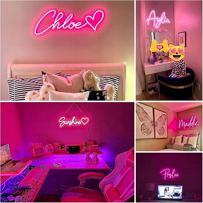 Custom Neon Sign, Personalized LED Neon Light for Wall Decor, Customizable Name Logo Sign for Wedding, Birthday, Bar, Salon, Game Room, Business, Bedroom