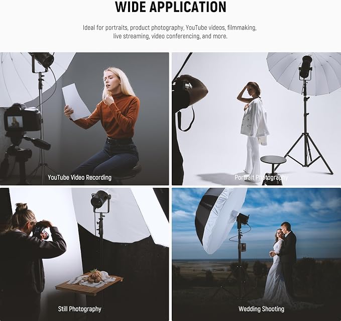 NEEWER 51"/130cm Parabolic Reflective Umbrella Photography with White Inner, Soft Lighting with Diffuser Cover, Bag, Quick Fold for Camera Photo Studio Video Light Shooting Monolight Flash, NS2U | Soft Lighting with Diffuser Cover, Bag, Quick Folding f...