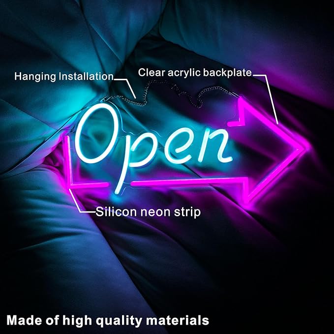 OPEN Neon Sign for Business，18"x8.3" Neon Open Signs for Business with ON/OFF Switch for Storefront Window Glass Door Shop Store Florists Bar Salon Cafes Restaurant