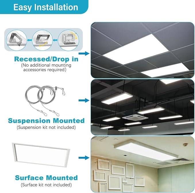 12Pack 2x4 LED Flat Panel Light, Drop Ceiling Light Fixture 6600LM | 50W Selectable Color Temperature 4000K/5000K/6000K, 5-100% TRIAC Dimmable, Recessed Back-lit Fixture for Office