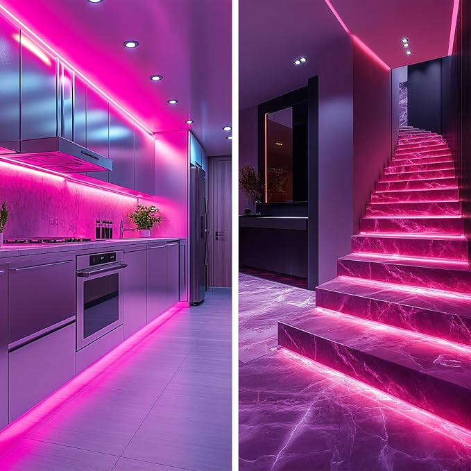 LED Strip Lights 24V COB Pink 16.4ft (No Power Supply) | Super Bright, Dotless High Density 14W/m, 8mm Width Cuttable Flexible, Home DIY Commercial Decoration