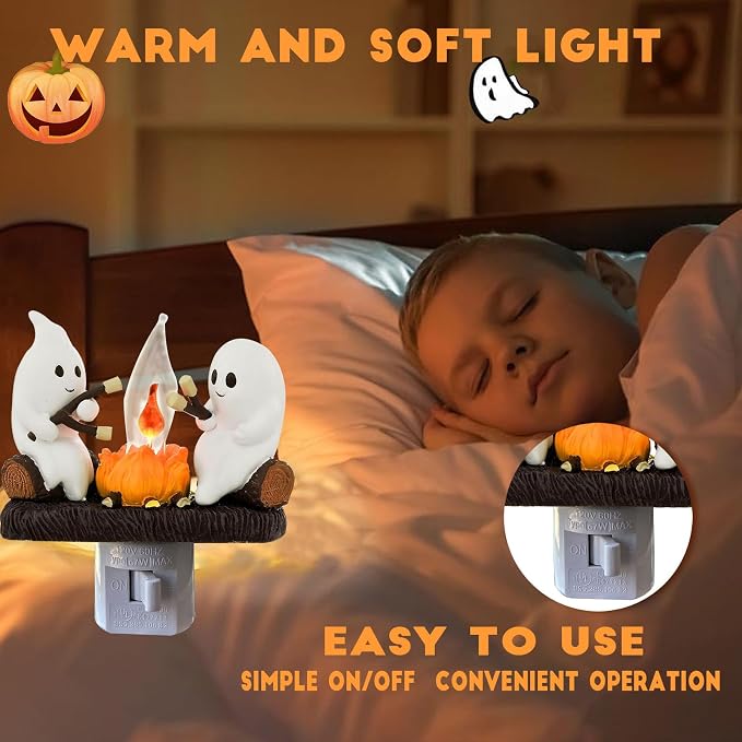 Ghost Campfire Nightlight, Ghost Flickering Night Light, Campfire Flame Halloween Nightlight