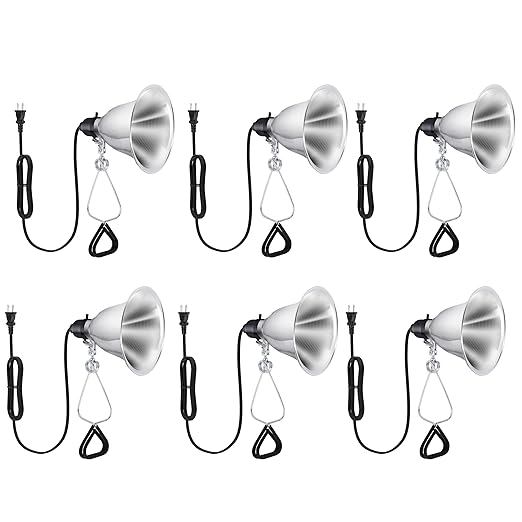 Simple Deluxe Clamp Lamp Light with Detachable 5.5 Inch Aluminum Reflector up to 60 Watts E26 Socket (No Bulb Included), 6 Feet Cord, UL Listed, 6 Pack