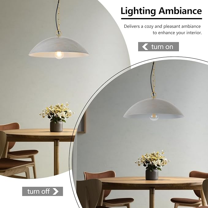 16" Pendant Lights Kitchen Island, Modern Large Pendant Light,Cement Gray Dome Pendant Lights for Kitchen Living Room Dining Room Bedroom Café