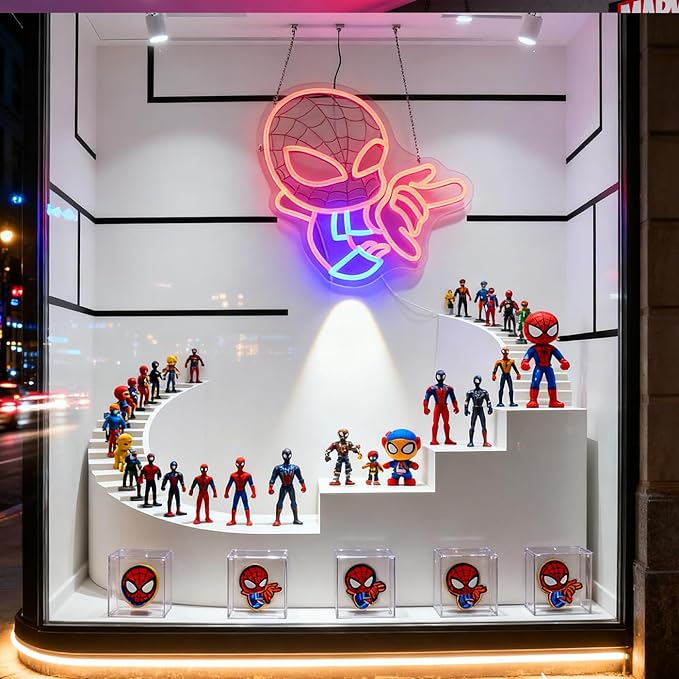 LED Spider Light Wall Art for Game Room, Dorm, Kids Room or Comic Fan Decor, Dimmable USB, Awesome Gift for Gamers Teens, Boys, Kids