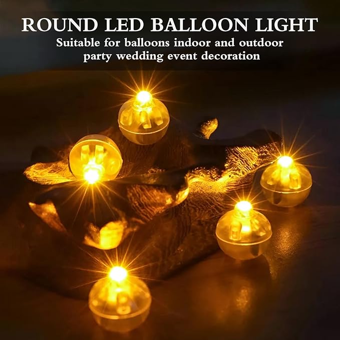 100pcs Balloon Lights,Round LED Ball Lamp for Latex Balloon Paper Lantern Party Wedding Festival Christmas Halloween Decorative，Long Standby Time Waterpro of Mini Light (Warm White)