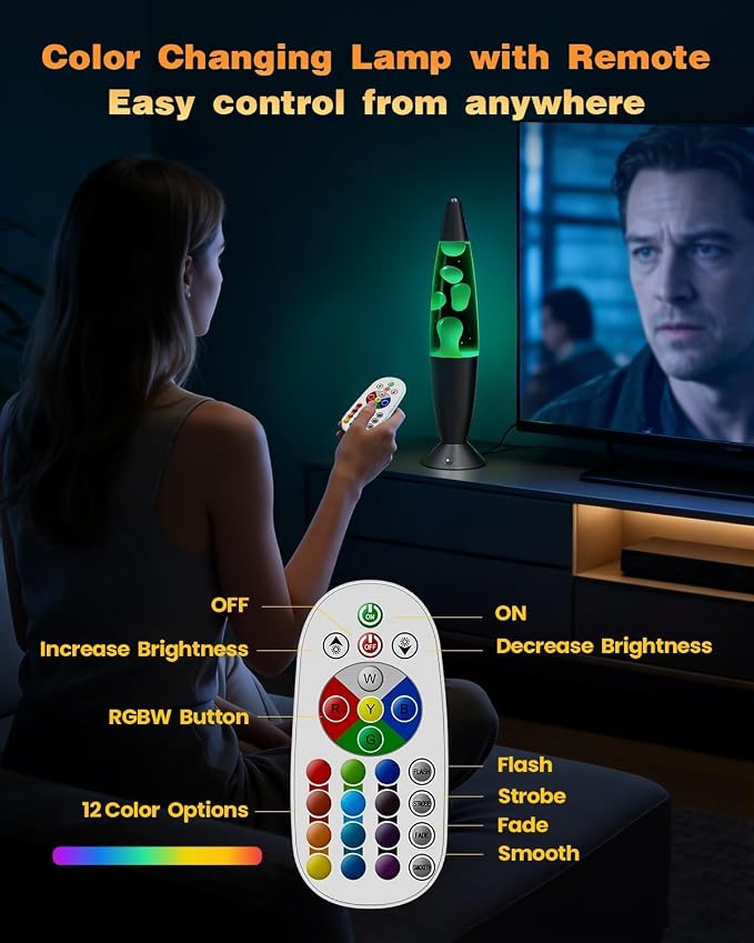 13.5 Inch Liquid Motion Lamps LED, 17 Colors Changing Night Light Table Lamp with Remote Giant Relax Mood Classic Cool Nightlight for Adults Boy Girl Room Home Bedroom Decor, Black