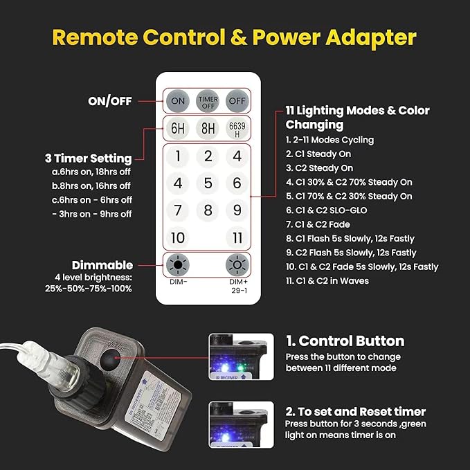 RaThun 180ft Globe String Lights with Remote, Multicolor & Warm White | 300 LED Color Changing,11 Modes,16ft Extended Lead,Fairy Lights for Bedroom,Classroom,Christmas,Party,Garden,Home Decor