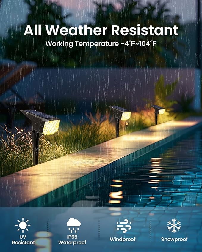 SOLPEX Solar Spot Lights Outdoor Waterproof 10 Pack Warm White | Solar Landscape Spotlights Outdoor, Compact Design Spot Lights, Flood Lights for Garden Yard Pathway House Tree Outside