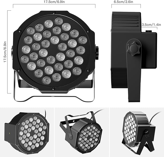 U`King Stage Lights, 36 RGB LED Par Lights, DJ Light Stage Lighting Indoor for Christmas Halloween Music Party Disco Wedding, DMX Control Sound Activated Party Light, 20 Packs