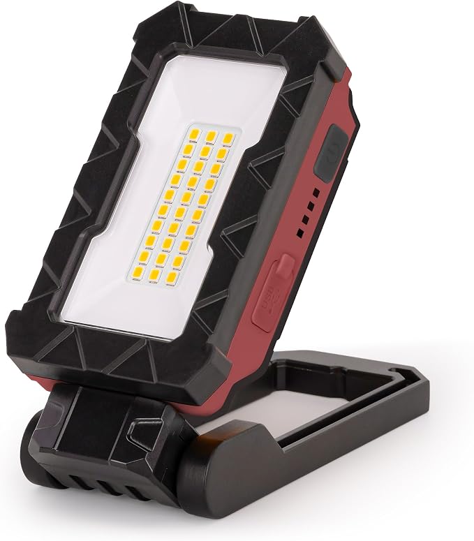 LUTEC Rechargeable Work Light, 1000 Lumens LED Magnetic Light with Magnetic Base and Hanging Hook，360°Rotate and 200°Swivel for Car Repair, Emergency and Camping (Red)