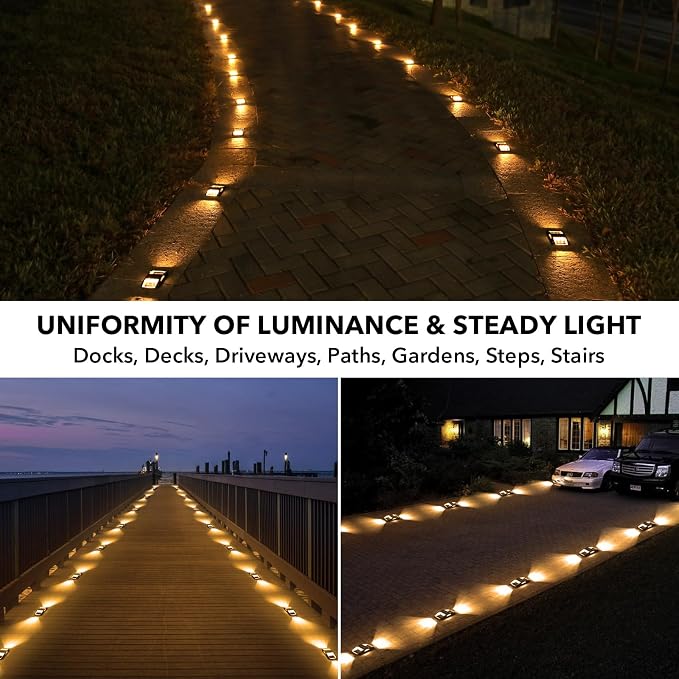AGPTEK Solar Driveway Light 1 Pack, Outdoor Deck Dock Marine Waterproof | LED Solar Powered Driveway Marker Lights for Warning Step, Sidewalk, Pathway, Garden, Yard (Warm White, Black)