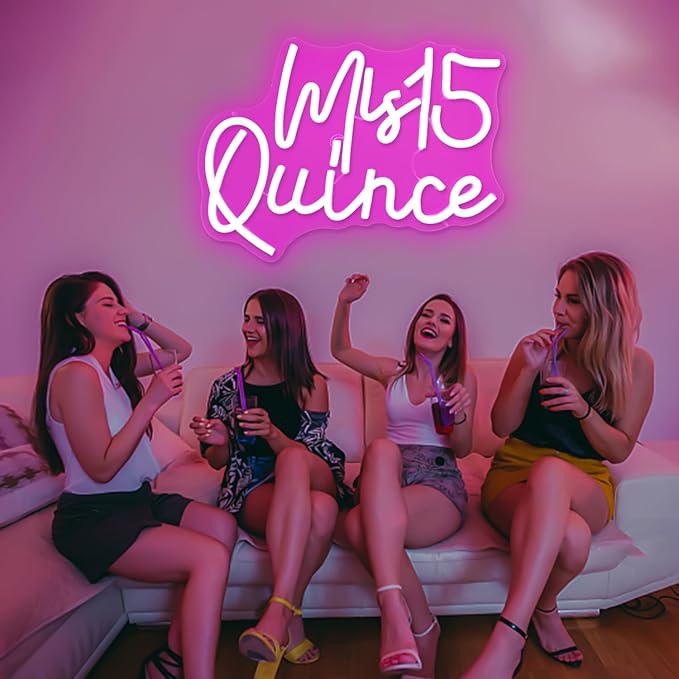 Mis Quince Neon Sign for Wall Decor Dimmable Mis 15 Quinceanera Neon Sign for Room Led Signs for Bedroom Neon Light Signs Light Up Sign for Christmas Birthday Party Gift for Lover