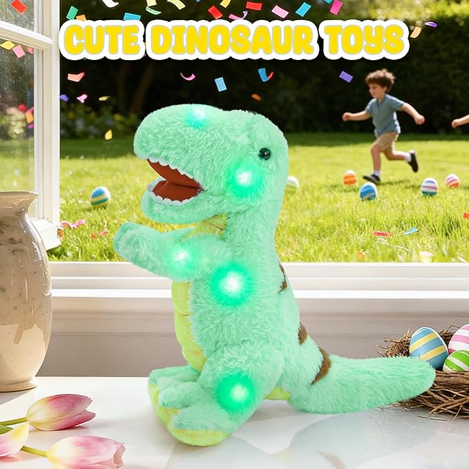 Glow Guards Light up T-Rex Dinosaur Stuffed Animal,Soft Dinosaur Plush Toy with LED Night Lights Glow in the Dark,Birthday Children's Day Gifts for Toddler Kids,14''