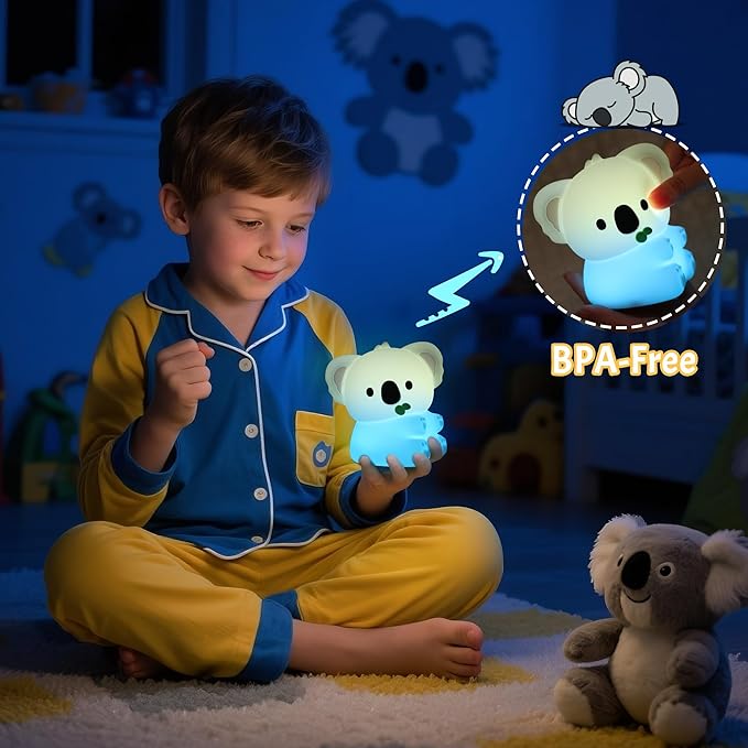 Koala Gifts, Cute Koala Silicone Night Light, Touch Control & Timer, USB Rechargeable, Suitable for Breastfeeding Reading Working Sleep for Baby Kids Teens Adults