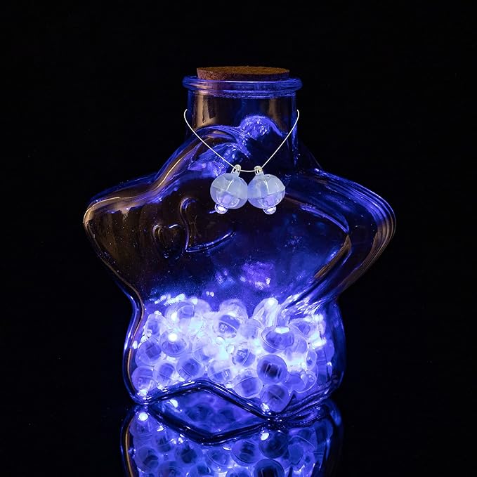 Aogist 100 Pcs Blue Balloon Light with Loop for Hanging, Mini Ball Lights LED Drinks Lights Round Tiny Light for Paper Lanterns Balloons Vases Birthday Party Event Wedding Decoration