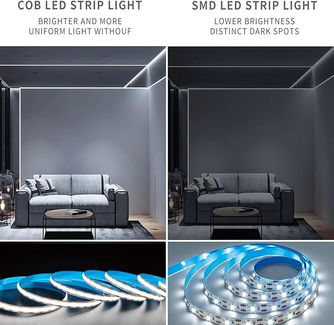 ZSLAIFU A 5V USB LED Light Strip, COB LED Strip Lights, White 5V LED Lights, Small LED Strip Light, TV Lights for TV Under Cabinet Kitchen Living Room Shelving or Displays (White, USB 3.3ft)