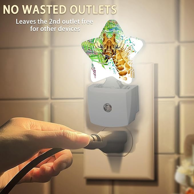Abstract Giraffe Night Lights Plug into Wall with Dusk to Dawn Sensor,Lamp for Bedroom Bathroom Hallway Nightlight for Women Girls
