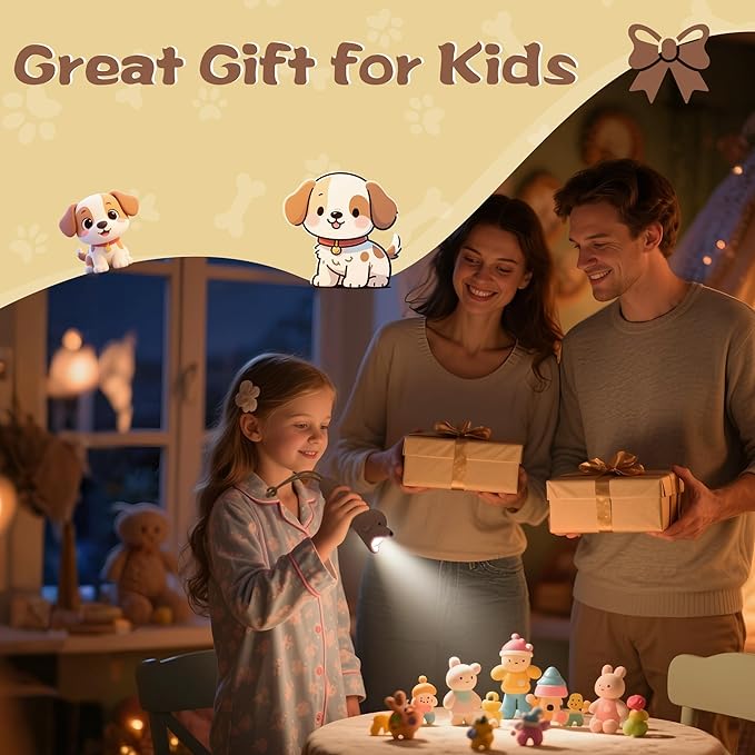 Kids Silicone Flashlight, Dimmable Flashlight for Toddlers Kids Boys Girls, Rechargeable Hanging Night Light for Camping, Night Walks and Home Use, Fun Animal Themed Portable Torch