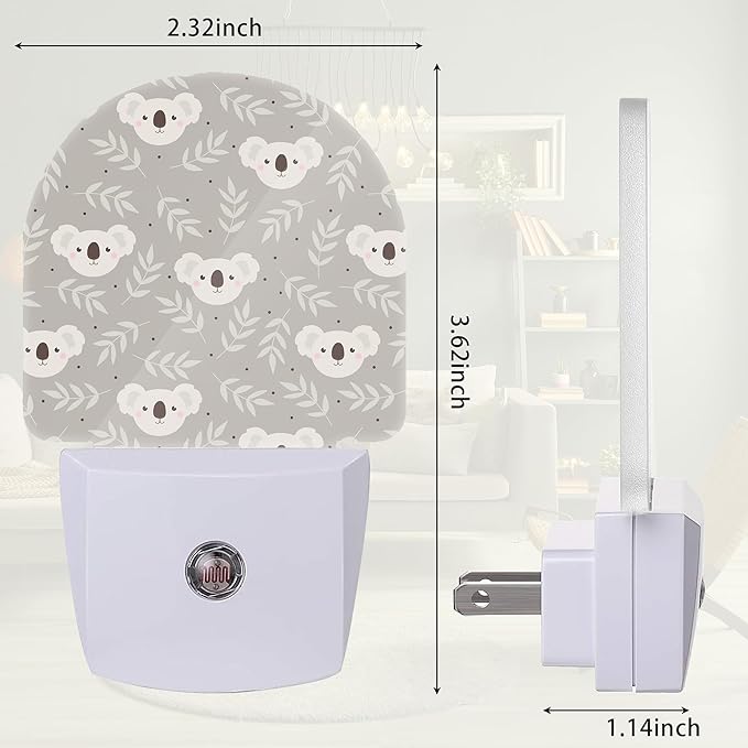 Cartoon Koala Night Light, Cute Night Light Plug into Wall with Dusk to Dawn Sensor, LED Lamp Energy Saving Lights for Men Women Boys Girls,Lamp for Bedroom Bathroom Hallway