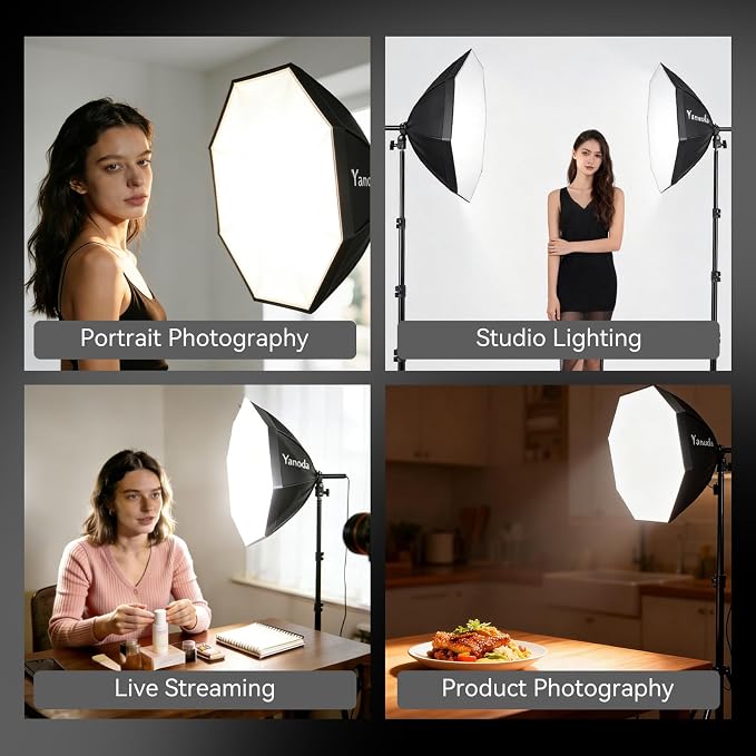 20" Octagonal Softbox Lighting Kit, 2 Pack Photography Light Remote | Octagonal Softbox Design, 2-Pack, CRI 97+ Color Accuracy, 95W 3000K-7500K Dimmable, Remote Control, 3-Min Tool-Free Setup
