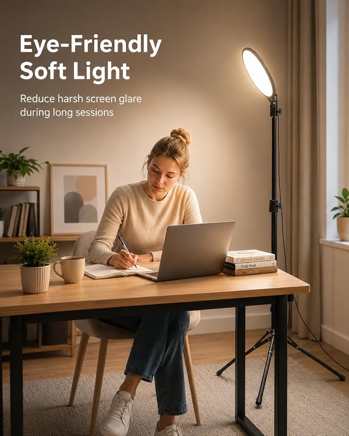 UBeesize 10" Ring Light with 62" Tripod Stand, Phone Holder and Remote | Dimmable Full-Screen, LED Selfie Light Kit, Adjustable Stand for Video Recording, Makeup, Live Streaming, 2H/4H/8H timer