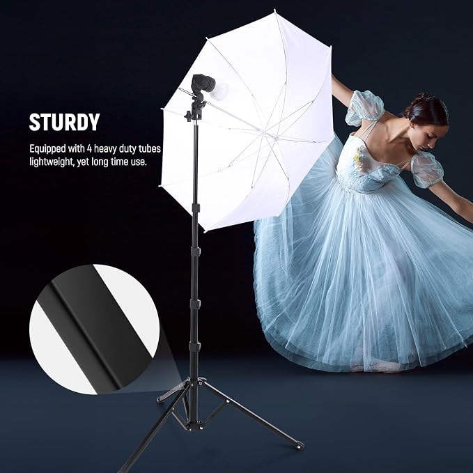 NEEWER 71" Portable Metal Camera Tripod Stand, Reverse Folding Light Tripod with LED Light Ring, Reflector, Flip Locks for Live Streaming, Vlog, Video Recording, ST180R