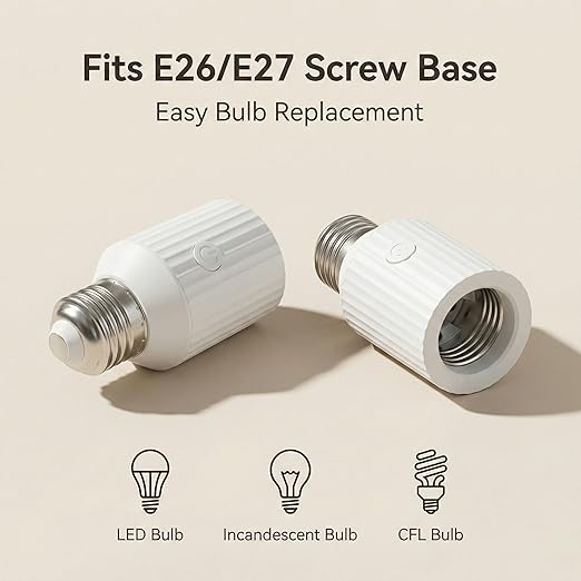 LoraTap Remote Control Light Socket, Wireless Light Switch for Pull Chain & Bare Fixtures, Wall Mount, 100ft Range for Closet, Basement & Garage, E26 E27 Adapter, No Wiring