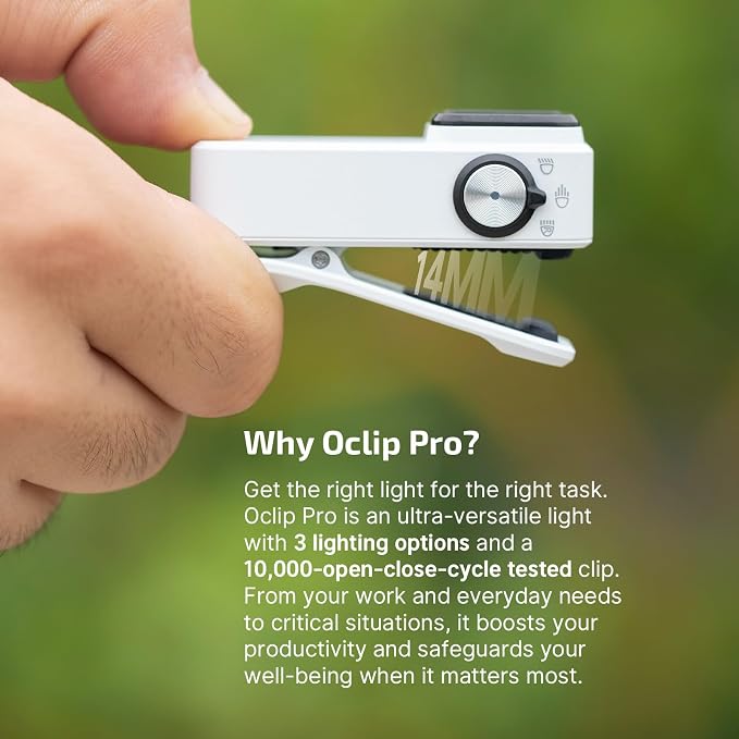 OLIGHT Oclip Pro Rechargeable EDC Clip-on Flashlight, White | Red Light, 500 Lumens Floodlight, Spotlight, Pocket-Sized, USB-C Charging, Magnetic, for Work, Signaling, Outdoor or Home Use