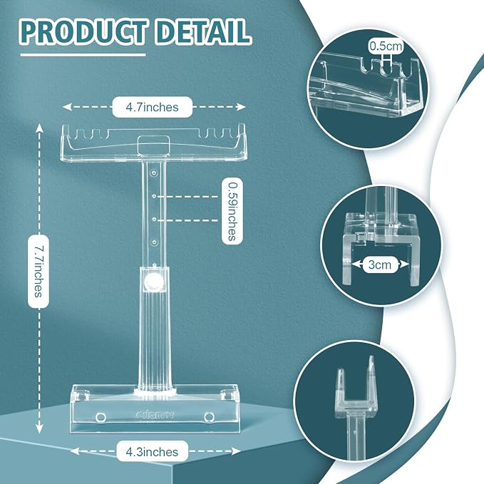 driamor Aquarium Light Holder Adjustable, Clear Acrylic Fish Tank LED Light Riser Stand Aquarium Lamp Brackets Kit 2pcs Transparent Support for Width 2.34-4.7 Inches Light with Extendable Bracket