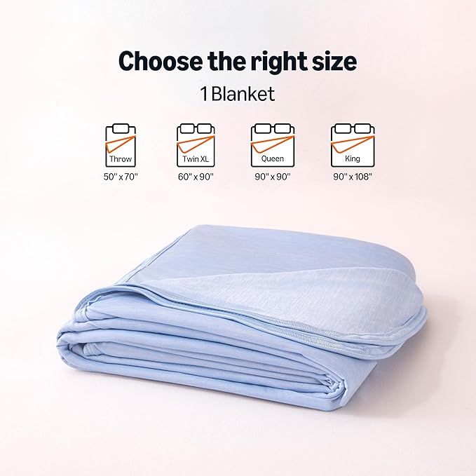 Amazon Basics Cooling Blanket for Hot Sleepers, Reversible Lightweight Thin Throw Blanket for Bed, Couch and Sofa, Queen (90" x 90"), Blue