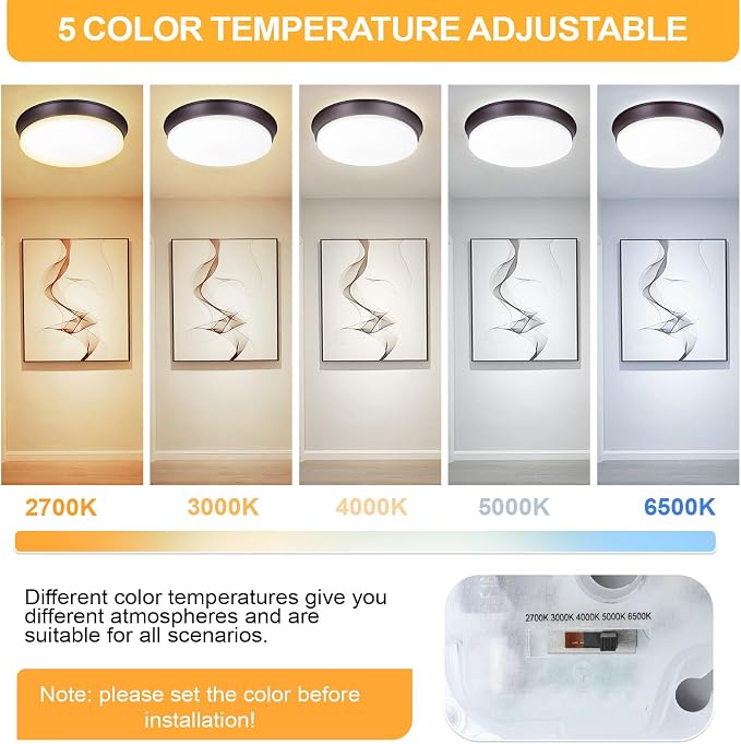 2PACK LED Flush Mount Ceiling Light Fixtures Oil Rubbed Bronze, 13Inch 36W Dimmable & 2700K-6500K 5CCT Adjustable LED Ceiling Lights, 4000LM Modern LED Lamp for Kitchen, Bedroom, Porch, Hallway