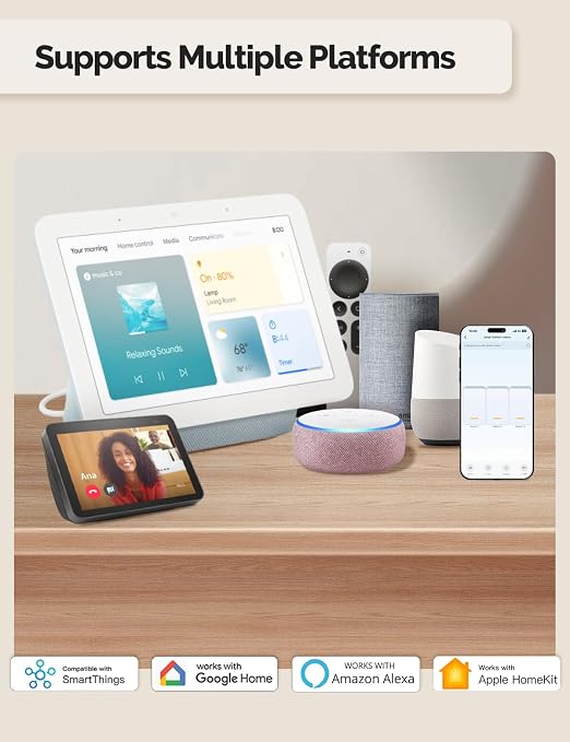 MOES Matter-WiFi Smart 3 Gang Switch, Neutral Required | Triple Single Pole Light Switch, Compatible with Alexa Google Assistant, Remote Control