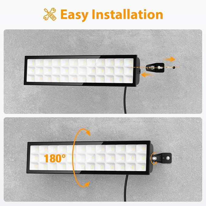 4pack Shop Lights,100w Led Shop Light,14000lm Super Bright Plug In Garage Lighting,IP66 Waterproof Work Lights For Workshop,4.92ft Power Cord And On/Off Switch,6500k Outdoor Flood Light For Warehouse