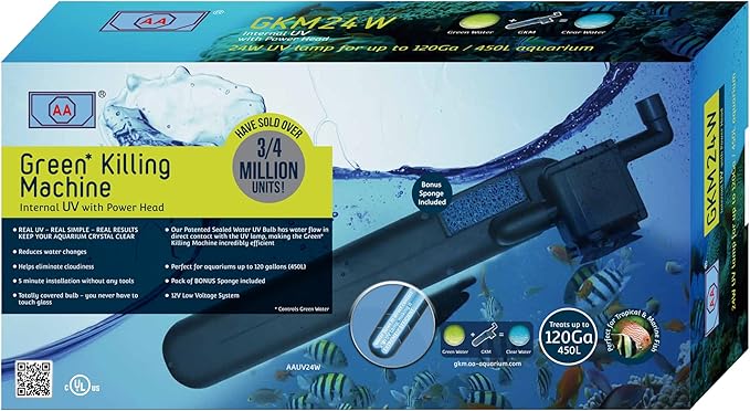 AA GKM24W Internal UV for Aquariums up to 120Ga,Black