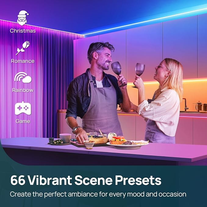 Linkind LED Strip Lights RGB 50ft, Smart Light Strip Work with Alexa and Google Home, App Control Music Sync Segmented Color Changing Led Lights for Bedroom Kitchen