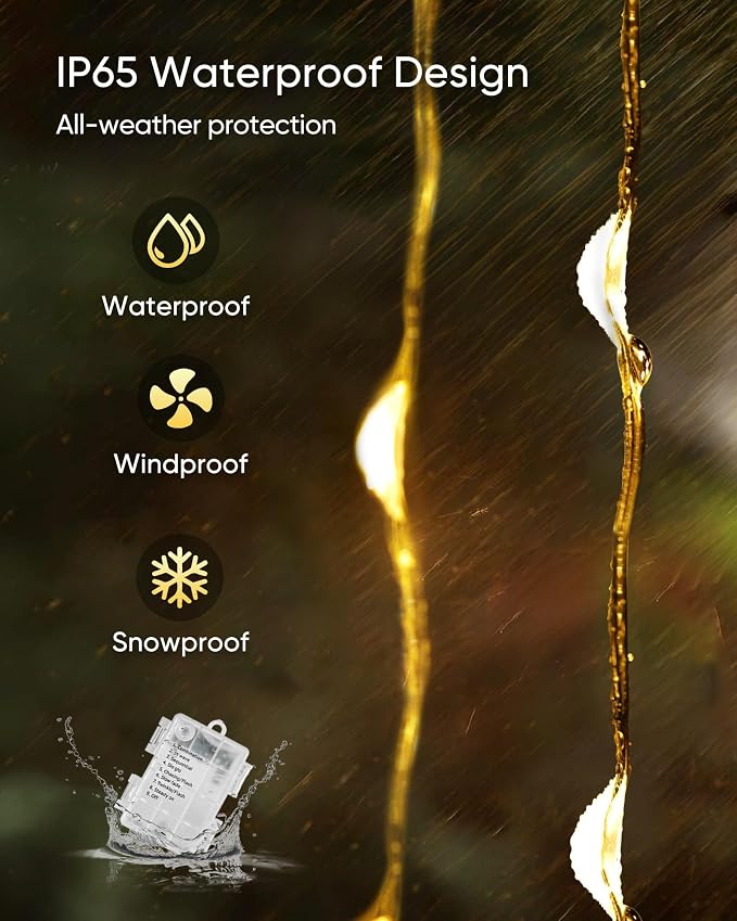 Homemory 4 Pack 20 Ft 60 LED Fairy Lights Battery Operated Christmas Lights with Remote Waterproof 8 Modes Firefly Twinkle String Lights for Party Bedroom Wedding Christmas Decorations | Battery Operated，Waterproof 8 Modes Firefly Twinkle String Lights...